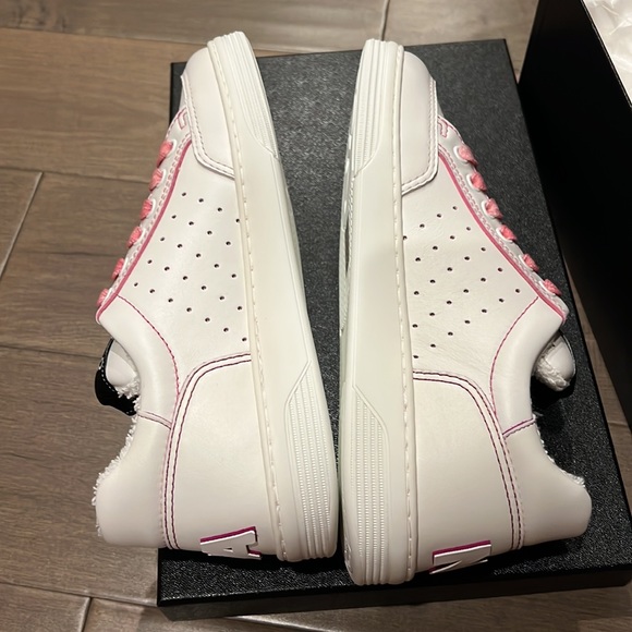 Chanel 21P white pink tennis logo sneakers 38 - Picture 4 of 9